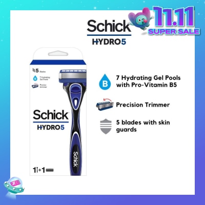 SCHICK Hydro 5 Razor (7 Hydrating Gel Pools + 5 Blades with Skin Guard) 1s