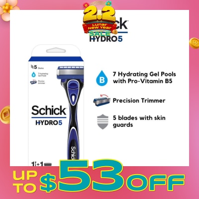 SCHICK Hydro 5 Razor (7 Hydrating Gel Pools + 5 Blades with Skin Guard) 1s