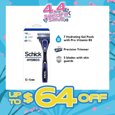 SCHICK - Hydro 5 Razor (7 Hydrating Gel Pools + 5 Blades with Skin Guard) 1s