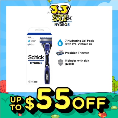 SCHICK Hydro 5 Razor (7 Hydrating Gel Pools + 5 Blades with Skin Guard) 1s