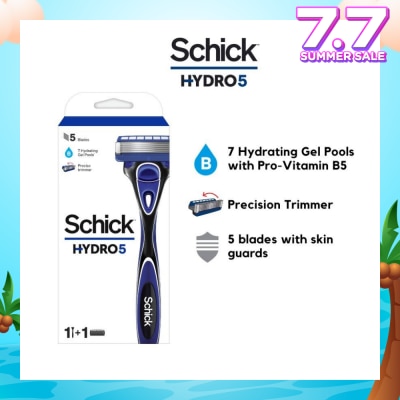 SCHICK Hydro 5 Razor (7 Hydrating Gel Pools + 5 Blades with Skin Guard) 1s