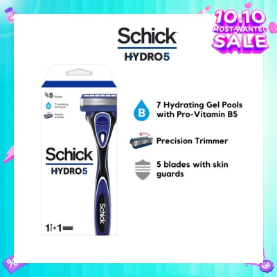 SCHICK Hydro 5 Razor (7 Hydrating Gel Pools + 5 Blades with Skin Guard) 1s