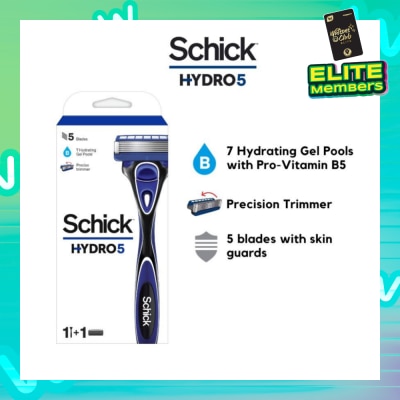 SCHICK Hydro 5 Razor (7 Hydrating Gel Pools + 5 Blades with Skin Guard) 1s