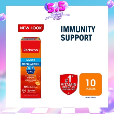 REDOXON - Triple Action Vitamin C, D & Zinc Immunity Effervescent Orange 10s