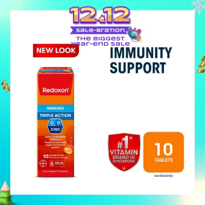REDOXON Triple Action Vitamin C, D & Zinc Immunity Effervescent Orange 10s