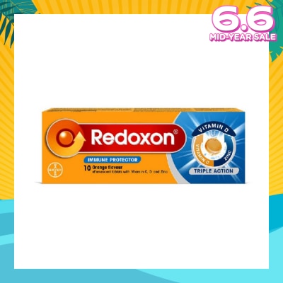 REDOXON Triple Action Vitamin C, D & Zinc Immunity Effervescent Orange 10s