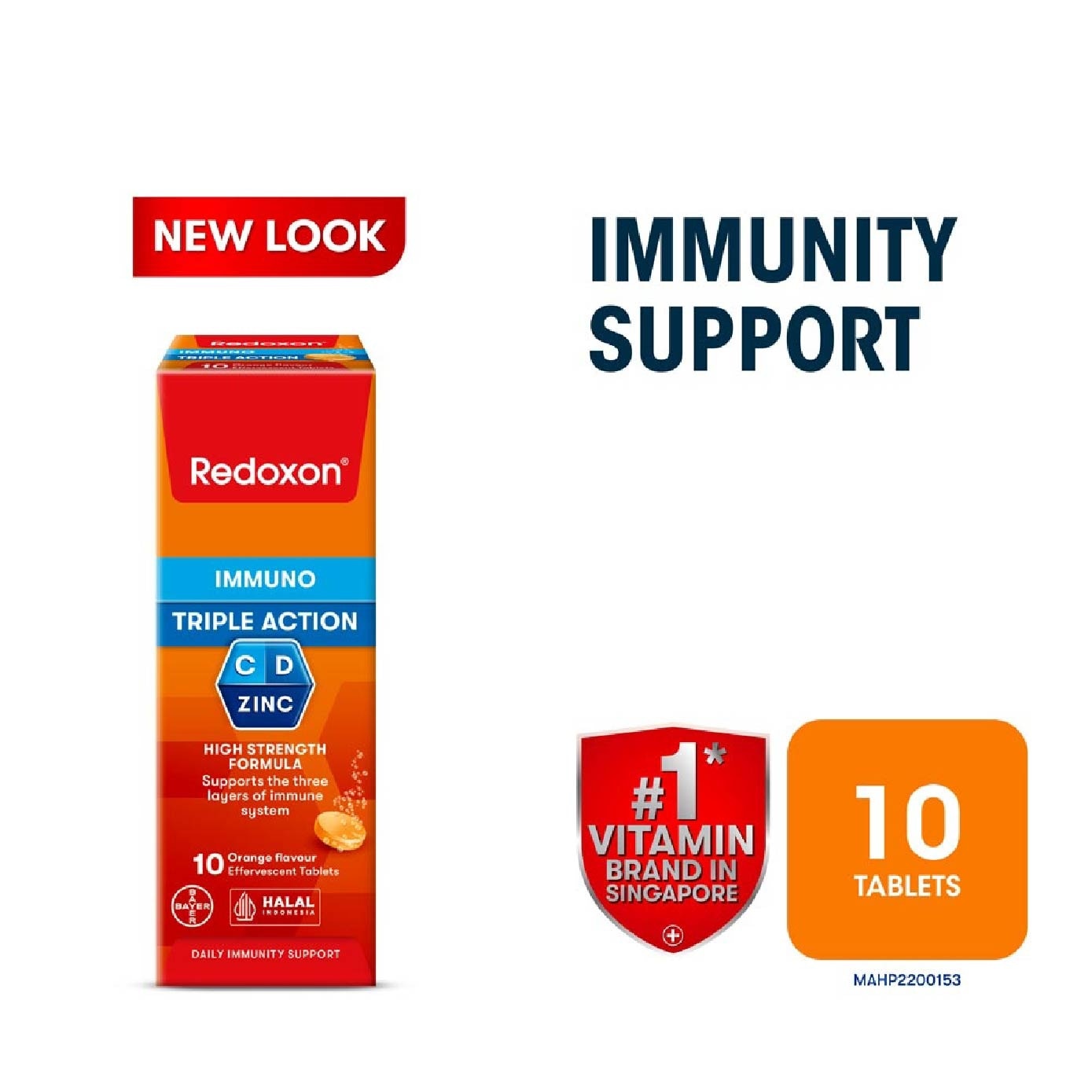 Triple Action Vitamin C, D & Zinc Immunity Effervescent Orange 10s