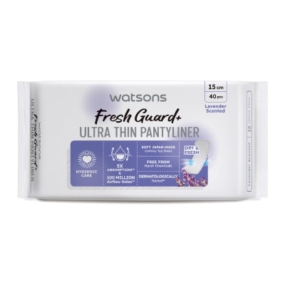 WATSONS - Fresh Guard+ Ultra Thin Pantyliner Lavender Scented 15cm 40s