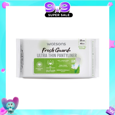 WATSONS - Fresh Guard+ Ultra Thin Pantyliner Green Tea Scented 15cm 40s image