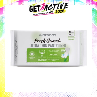 WATSONS - Fresh Guard+ Ultra Thin Pantyliner Green Tea Scented 15cm 40s image