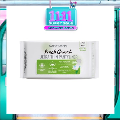 WATSONS Fresh Guard+ Ultra Thin Pantyliner Green Tea Scented 15cm 40s image