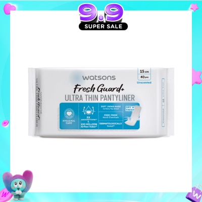 WATSONS - Fresh Guard+ Ultra Thin Pantyliner Unscented 15cm 40s image