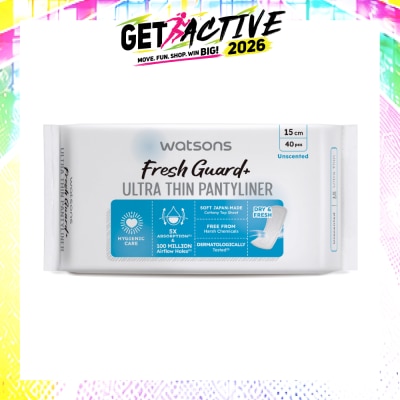 WATSONS - Fresh Guard+ Ultra Thin Pantyliner Unscented 15cm 40s image