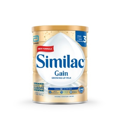 SIMILAC Gain 5Mo Stage 3 Growing Up Baby Milk Powder Formula (1 Year Onwards) 850g