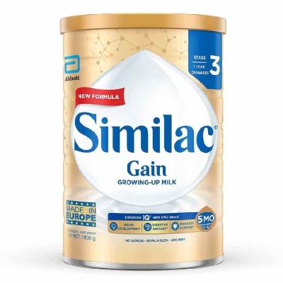 SIMILAC Gain 5Mo Stage 3 Growing Up Baby Milk Powder Formula (1 Year Onwards) 1800g