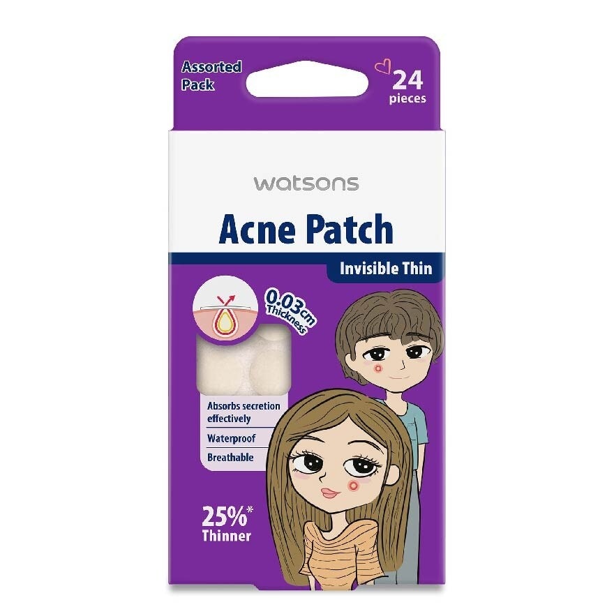 Acne Patch Assorted Pack (0.03cm Thickness, Invisible Thin) 24s