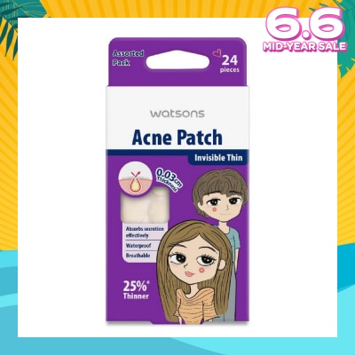 WATSONS Acne Patch Assorted Pack (0.03cm Thickness, Invisible Thin) 24s