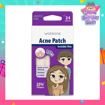 WATSONS Acne Patch Assorted Pack (0.03cm Thickness, Invisible Thin) 24s