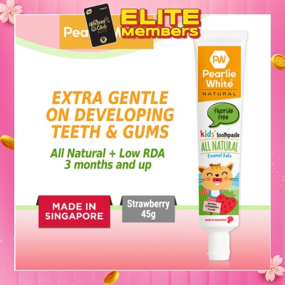 PEARLIE WHITE® All Natural Enamel Safe Kids' Toothpaste Fluoride Free 45g