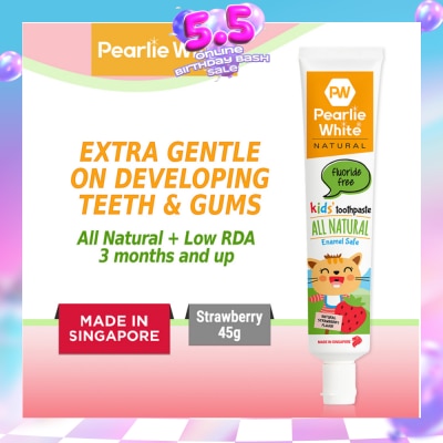 PEARLIE WHITE® - All Natural Enamel Safe Kids' Toothpaste Fluoride Free 45g