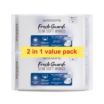 WATSONS - Fresh Guard+ Slim Soft Wings Sanitary Pad 36cm TwinPack 8s x 2