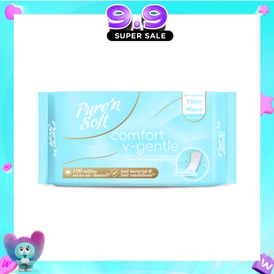 PURE N SOFT - Comfort V-Gentle Ultra Thin Pantyliner 15cm Unscented 40s image
