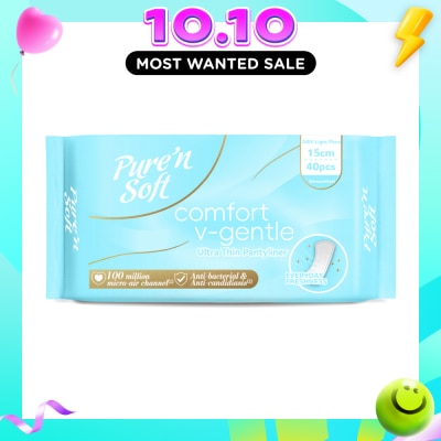 PURE N SOFT Comfort V Gentle Ultra Thin Pantyliner 15cm Unscented 40s image