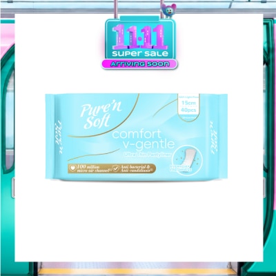 PURE N SOFT Comfort V Gentle Ultra Thin Pantyliner 15cm Unscented 40s image