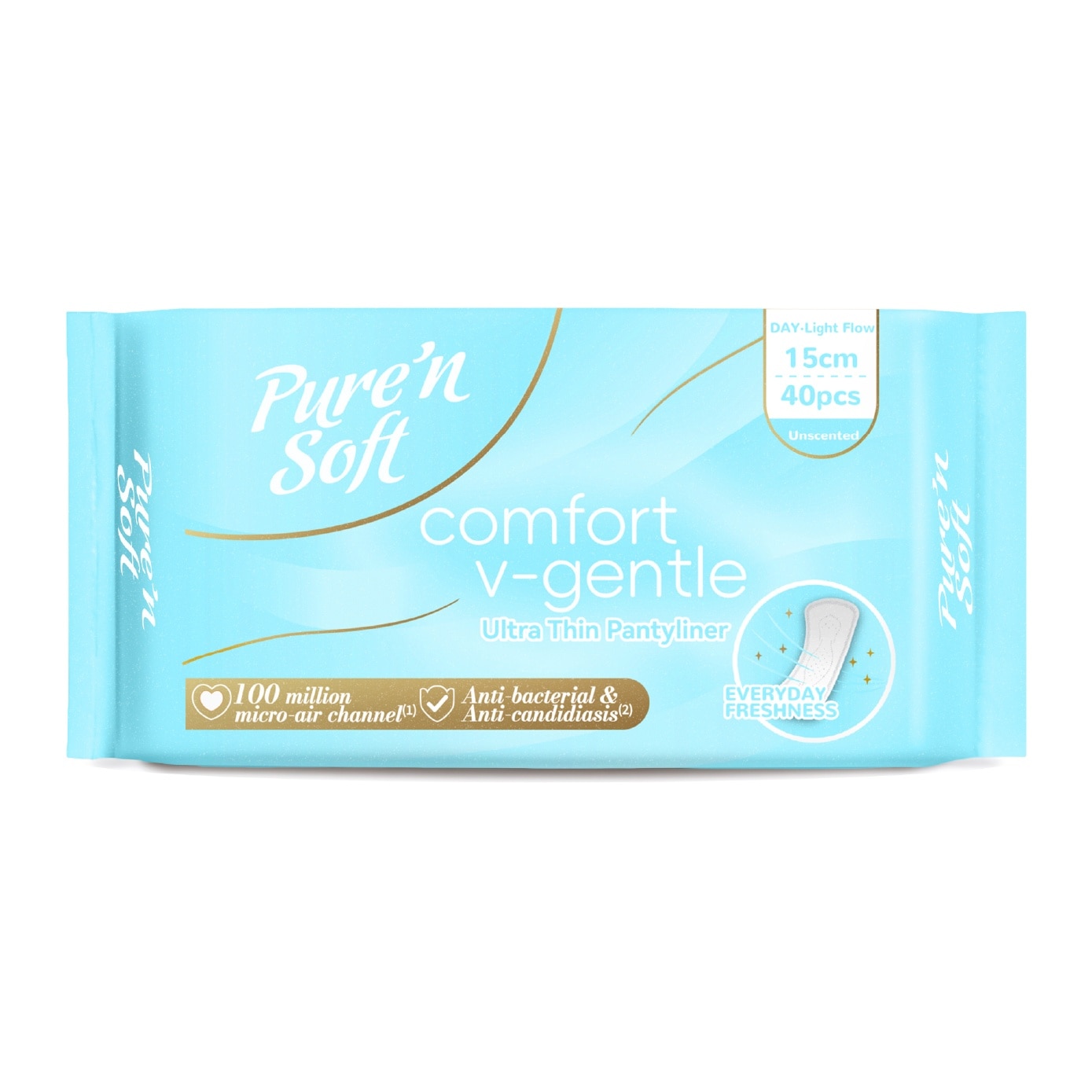 Comfort V-Gentle Ultra Thin Pantyliner 15cm Unscented 40s