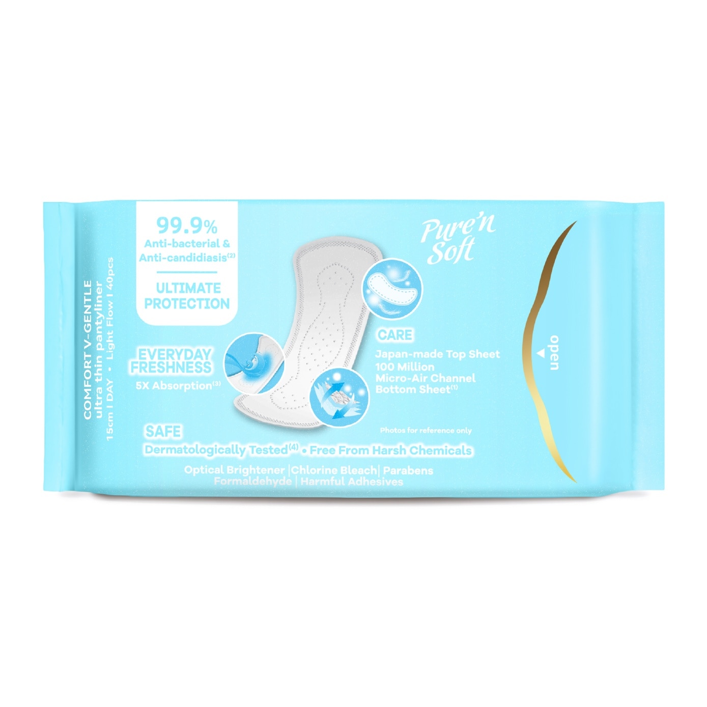 Comfort V-Gentle Ultra Thin Pantyliner 15cm Unscented 40s