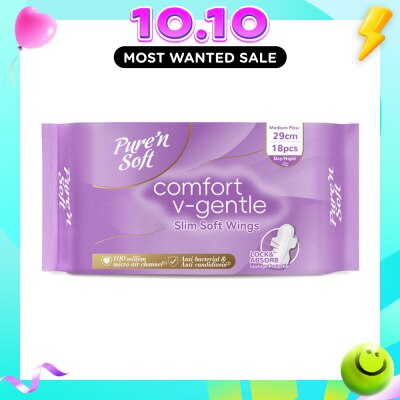 PURE N SOFT Comfort V Gentle Slim Soft Wings 29cm 18s image