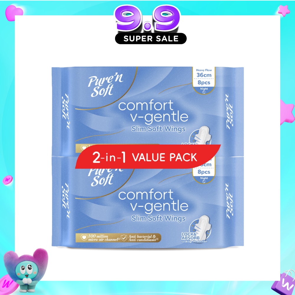 Comfort V-Gentle Slim Soft Wings 36cm for Night Value Pack 8s x 2 image