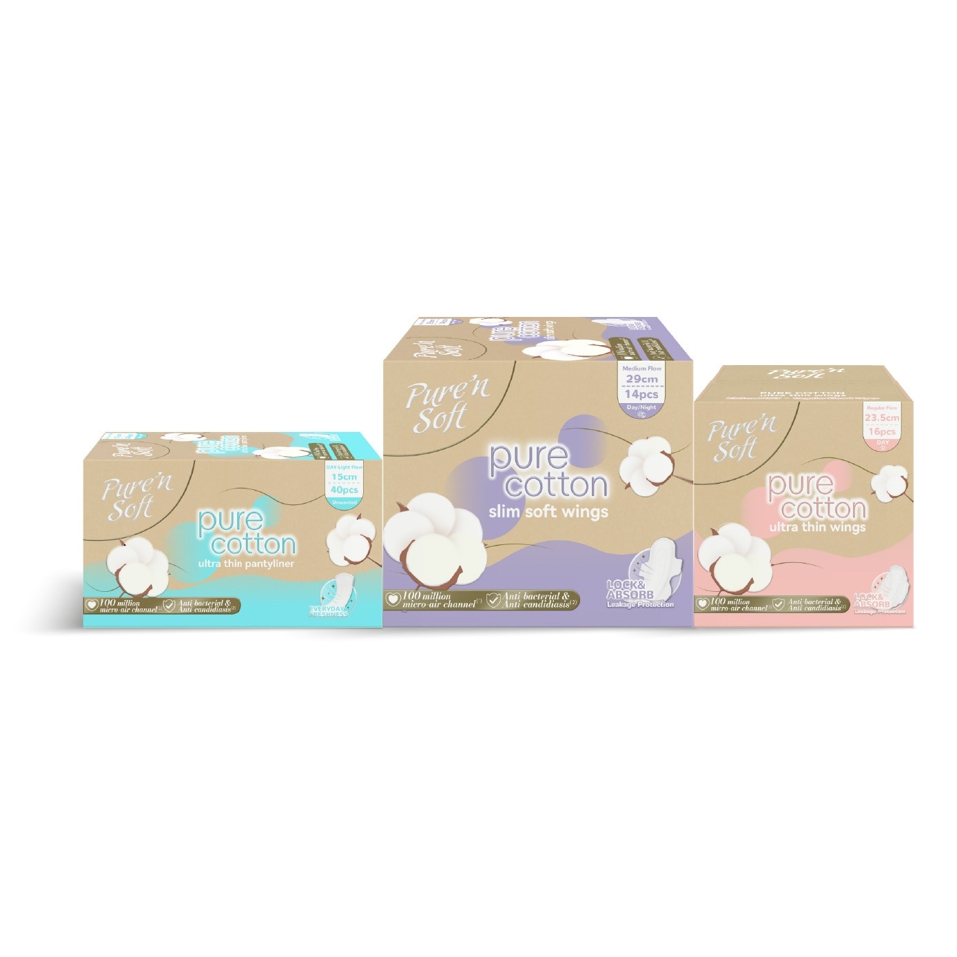 Pure Cotton Ultra Thin Pantyliner 15cm 40s