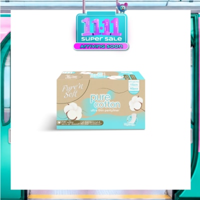 PURE N SOFT Pure Cotton Ultra Thin Pantyliner 15cm 40s image