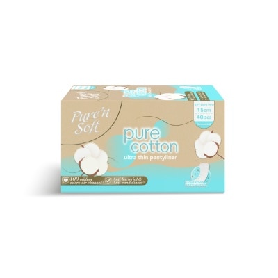 PURE N SOFT - Pure Cotton Ultra Thin Pantyliner 15cm 40s