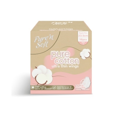 PURE N SOFT - Pure Cotton Ultra Thin Wings 23.5cm 16s