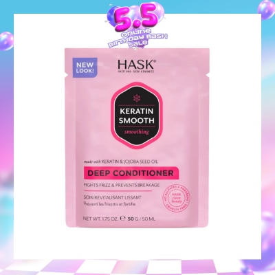 HASK - Keratin Smooth Deep Conditioner With Keratin & Jojoba Seed Oil (To Fights Frizz & Prevents Breakage) 50ml