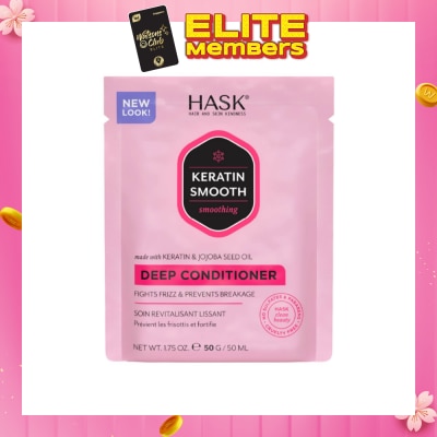 HASK Keratin Smooth Deep Conditioner With Keratin & Jojoba Seed Oil (To Fights Frizz & Prevents Breakage) 50ml