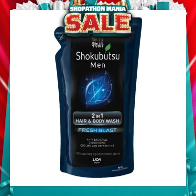 SHOKUBUTSU - Shokubutsu Men 2-in-1 Anti-Bacterial Fresh Blast Hair & Body Wash Refill 550ml