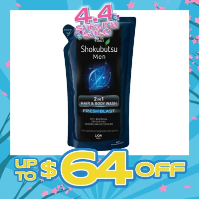 SHOKUBUTSU - Shokubutsu Men 2-in-1 Anti-Bacterial Fresh Blast Hair & Body Wash Refill 550ml