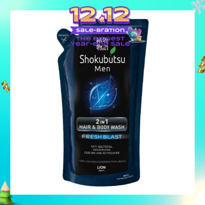 SHOKUBUTSU Shokubutsu Men 2-in-1 Anti-Bacterial Fresh Blast Hair & Body Wash Refill 550ml