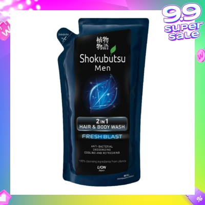 SHOKUBUTSU Shokubutsu Men 2-in-1 Anti-Bacterial Fresh Blast Hair & Body Wash Refill 550ml
