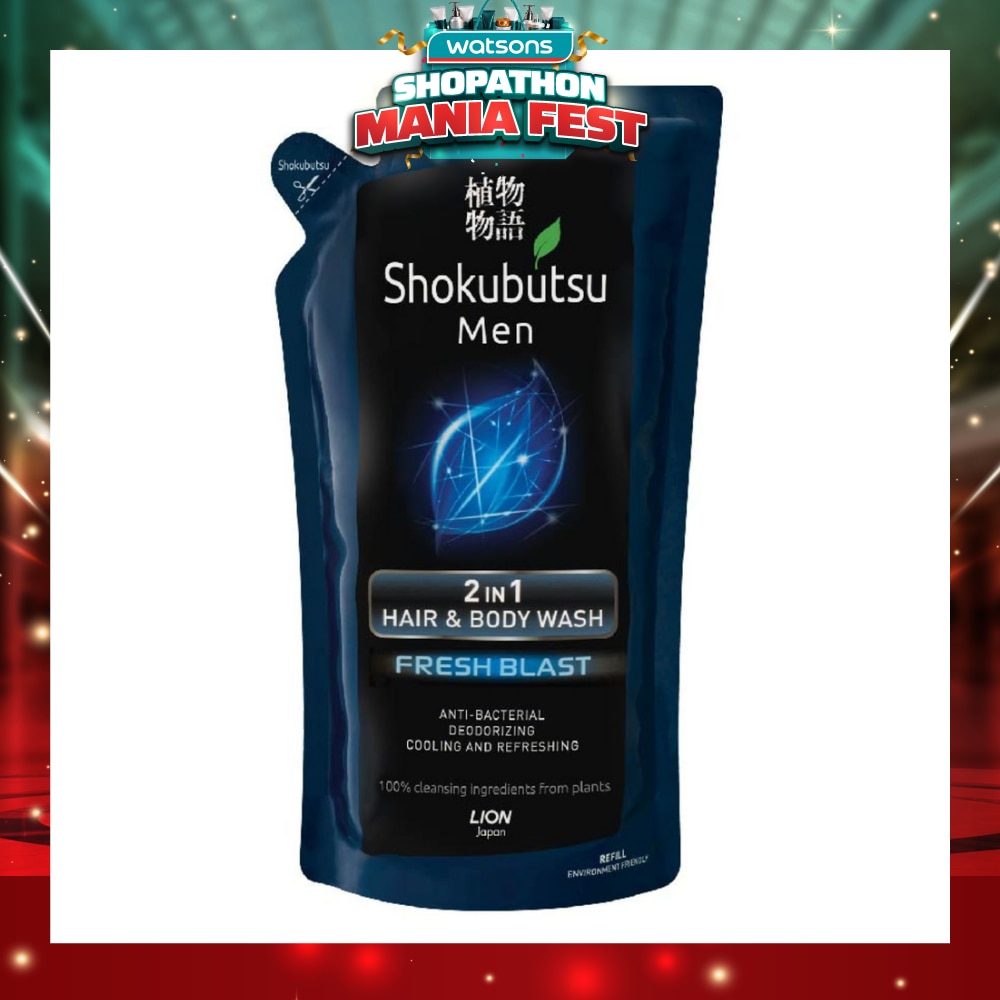 Shokubutsu Men 2-in-1 Anti-Bacterial Fresh Blast Hair & Body Wash Refill 550ml