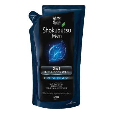 SHOKUBUTSU Shokubutsu Men 2-in-1 Anti-Bacterial Fresh Blast Hair & Body Wash Refill 550ml