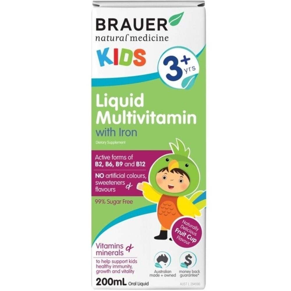 Liquid Multivitamin with Iron for Kids 99% Sugar Free No Artifical Colours Sweeteners & Flavours Naturally Delicious Fruit Cup Flavour (Help Support Healthy Immunity, Growth & Vitality) 200ml