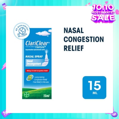CLARITYNE Clariclear Nasal Congestion Relief Spray (For Adults And Children Above 6 Years) 15ml