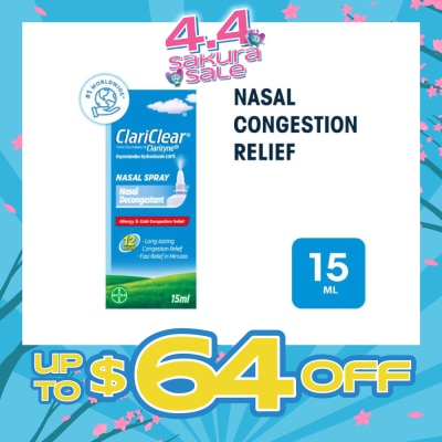 CLARITYNE - Clariclear Nasal Congestion Relief Spray (For Adults And Children Above 6 Years) 15ml