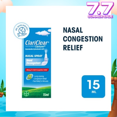 CLARITYNE Clariclear Nasal Congestion Relief Spray (For Adults And Children Above 6 Years) 15ml