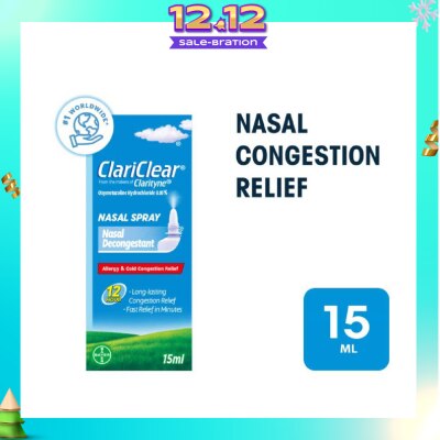 CLARITYNE Clariclear Nasal Congestion Relief Spray (For Adults And Children Above 6 Years) 15ml
