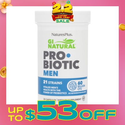 NATURE'S PLUS [CNY] GI Natural Probiotic Men 60 Billion CFU Dietary Supplement Capsule 30s